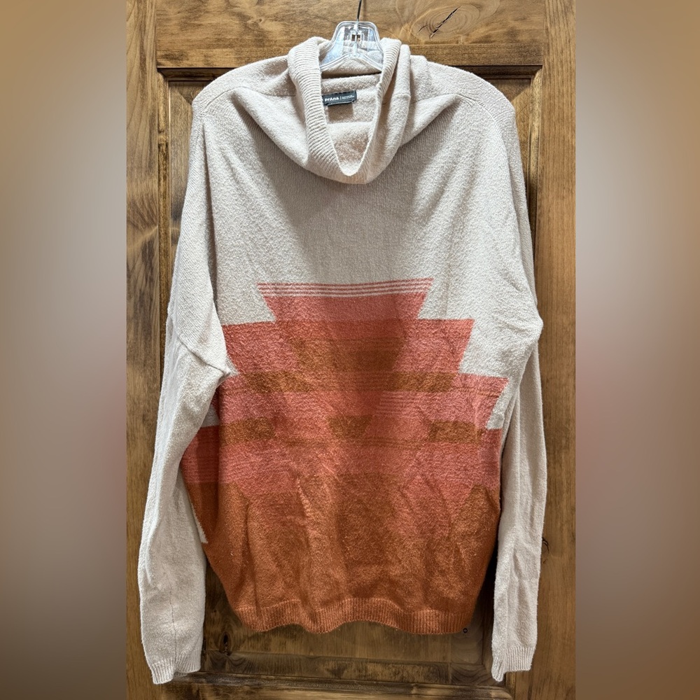 Prana Cream and Orange Turtleneck Sweater